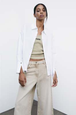 Oversized shirt with Radical Rose embroidery, White, Patrizia Pepe