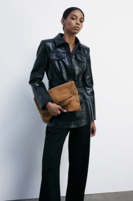 Radical Boho suede bag with piercings, Beige, Patrizia Pepe