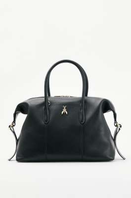 Borsa a bauletto New Business in pelle, Nero, Patrizia Pepe