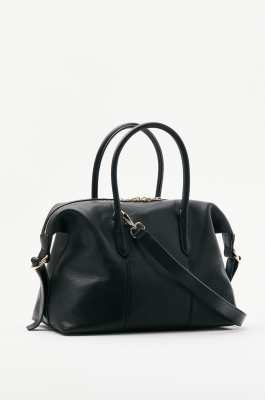 Borsa a bauletto New Business in pelle, Nero, Patrizia Pepe