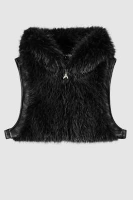 Soft hooded vest, Black, Patrizia Pepe