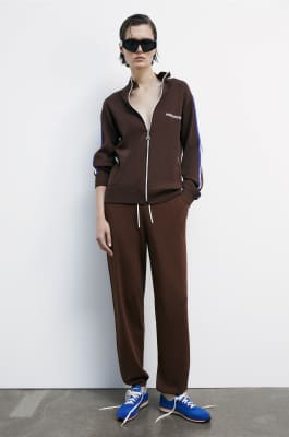 Pantaloni jogger regular fit in maglia, Marrone, Patrizia Pepe