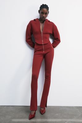 Pantaloni aderenti in tessuto tecnico, Rosso, Patrizia Pepe
