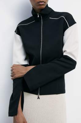 Racing color block sweatshirt with zip, Black, Patrizia Pepe