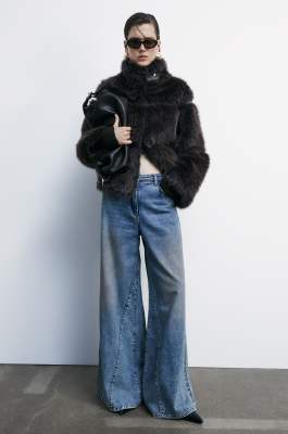 Short fluffy jacket, Brown, Patrizia Pepe