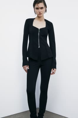 Fitted corset blazer, Black, Patrizia Pepe