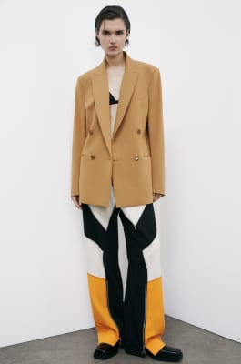 &quot;ESSENTIAL&quot; double-breasted oversized blazer, Beige, Patrizia Pepe