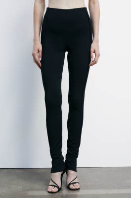 Skinny pants with ribbing, Black, Patrizia Pepe
