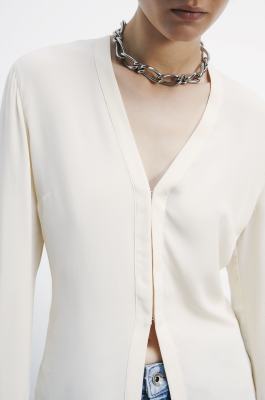 Camicia fluida &quot;ESSENTIAL&quot; in viscosa, Bianco, Patrizia Pepe