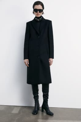 &quot;ESSENTIAL&quot; long coat, Black, Patrizia Pepe