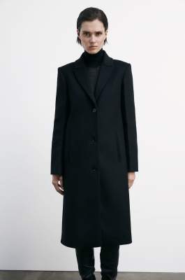 &quot;ESSENTIAL&quot; long coat, Black, Patrizia Pepe