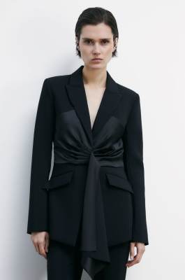 Blazer with draping, Black, Patrizia Pepe