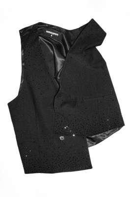 Asymmetrical vest in cool wool with rhinestones, Black, Patrizia Pepe