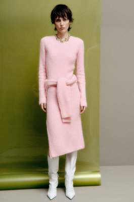 Knit midi dress with slit, Pink, Patrizia Pepe