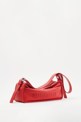 Borsa crossbody (IM)PERFECTION media in pelle, Rosso, Patrizia Pepe