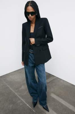 &quot;ESSENTIAL&quot; double-breasted blazer, Black, Patrizia Pepe