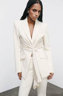 Blazer with draping, White, Patrizia Pepe