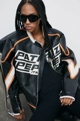 Giacca Biker Racing in pelle, Nero, Patrizia Pepe