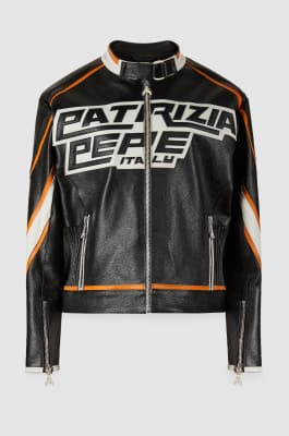 Giacca Biker Racing in pelle, Nero, Patrizia Pepe