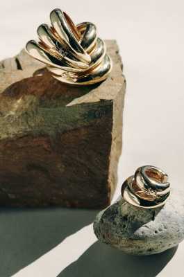 Large Metal Circle earcuffs, Gold, Patrizia Pepe