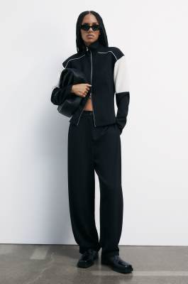 Oversized pants with pleats, Black, Patrizia Pepe