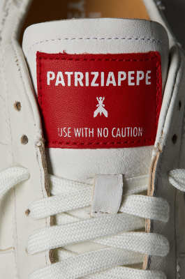 SKIN Sneakers in nappa con Lettering, Bianco, Patrizia Pepe