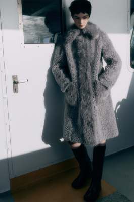 Reversible fluffy coat, Grey, Patrizia Pepe