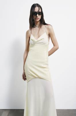 Long asymmetrical sequined dress, Yellow, Patrizia Pepe