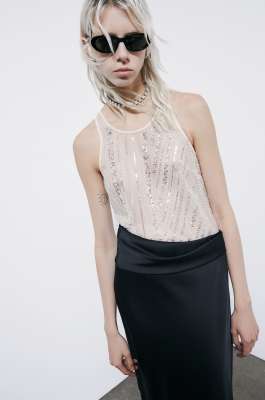 Embroidered tulle top, White, Patrizia Pepe