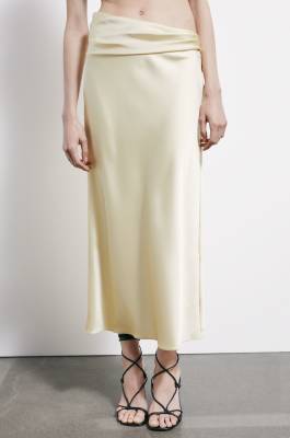 Draped satin midi skirt, Yellow, Patrizia Pepe