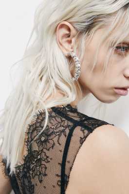 Diamond Cut Hoop Earrings, Silver, Patrizia Pepe