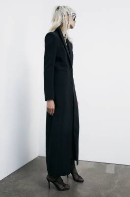 Long single-breasted coat, Black, Patrizia Pepe