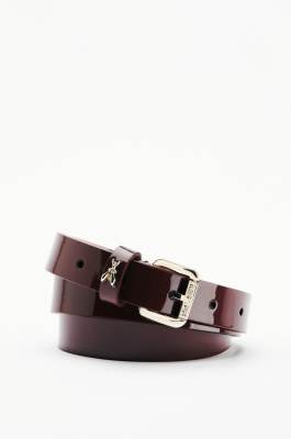 Low-waisted belt in glossy leather, Brown, Patrizia Pepe