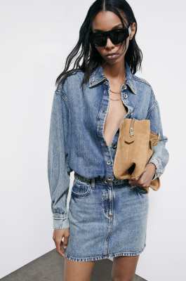 Mini denim shirt dress, Blue, Patrizia Pepe