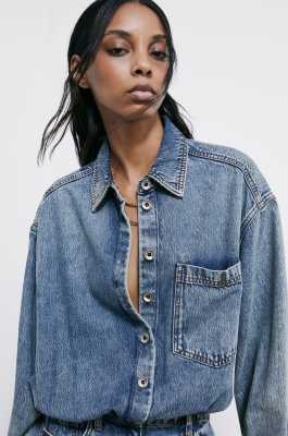 Mini denim shirt dress, Blue, Patrizia Pepe