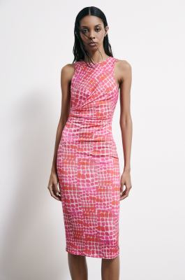 Midi dress with draping and Croco print, Abstract Fantasy, Patrizia Pepe