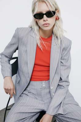 Sheer knit tank top, Orange, Patrizia Pepe