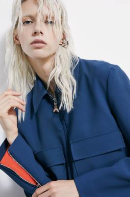 Twill sporty jacket, Blue, Patrizia Pepe