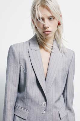Slim pinstripe blazer, Grey, Patrizia Pepe