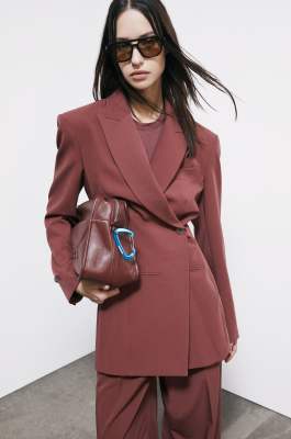 Wrap blazer, Brown, Patrizia Pepe