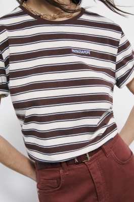 Low-waisted belt in glossy leather, Brown, Patrizia Pepe