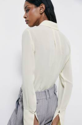 Regular fit silk crepe shirt, Yellow, Patrizia Pepe