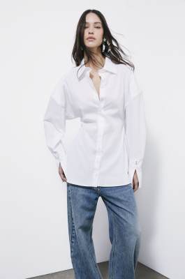 Poplin shirt with cut-out, White, Patrizia Pepe