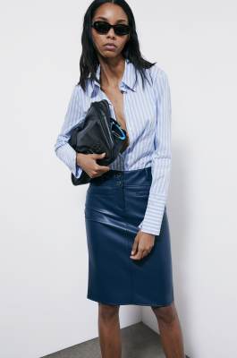 Striped slim fit poplin shirt, Blue, Patrizia Pepe