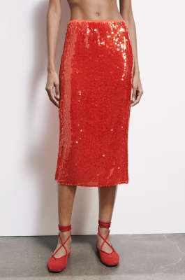 Sequin midi skirt, Red, Patrizia Pepe