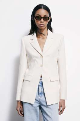 Slim tailored blazer, White, Patrizia Pepe