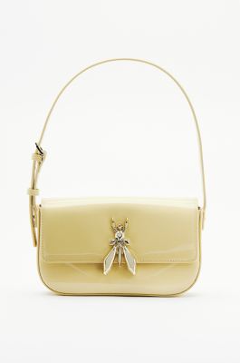 "ESSENTIAL" Fly glossy leather shoulder bag, Yellow, Patrizia Pepe