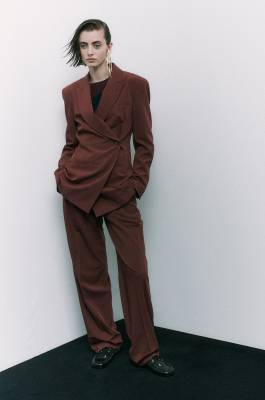 Palazzo pants with pleats, Brown, Patrizia Pepe