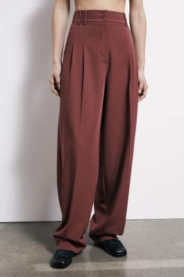 Palazzo pants with pleats, Brown, Patrizia Pepe