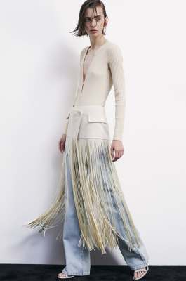 Fabric wrap belt with fringes, White, Patrizia Pepe